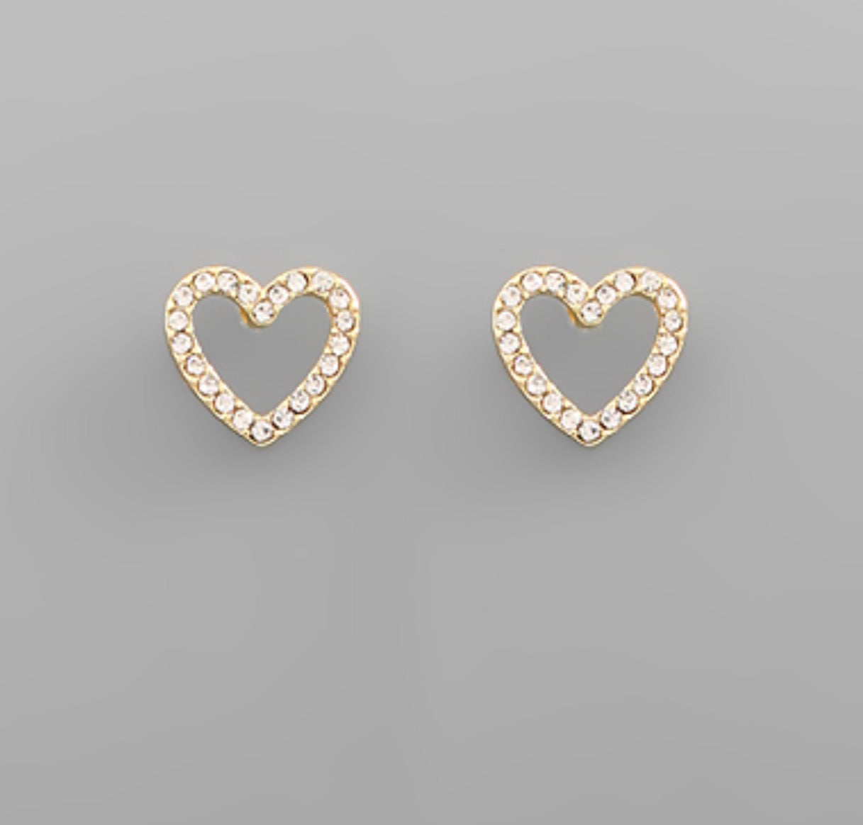Paved Crystal Heart Stud Earrings