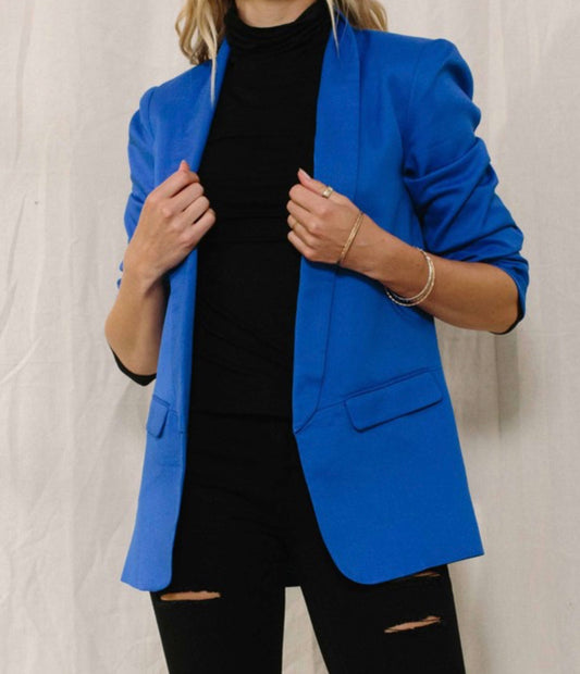 Solid Woven Collard Blazer