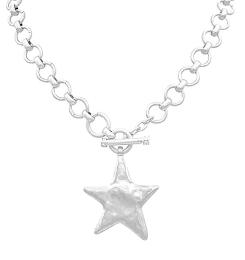 Vintage Hammered Star Necklace