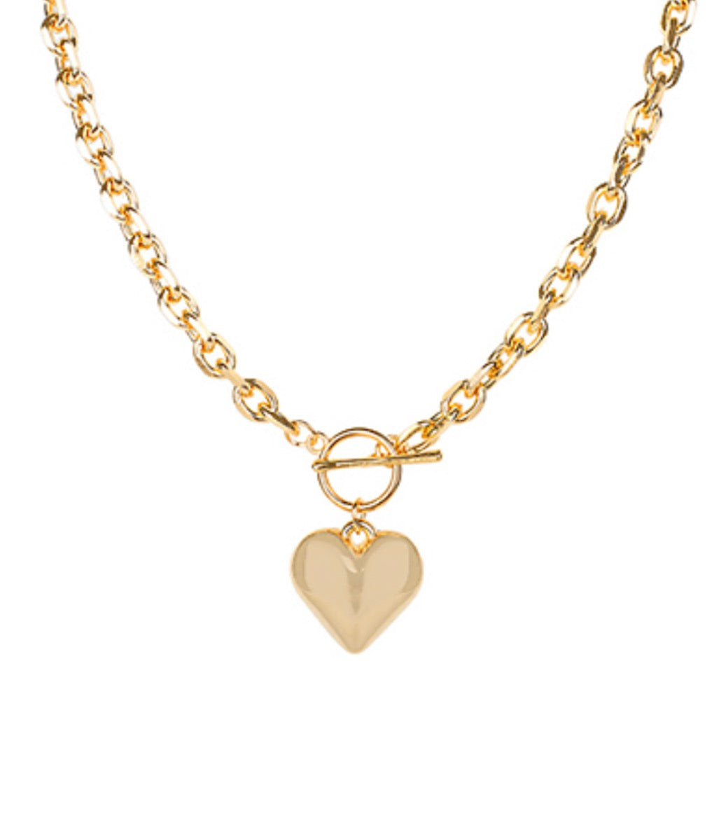 Puffy Heart Toggle Necklace