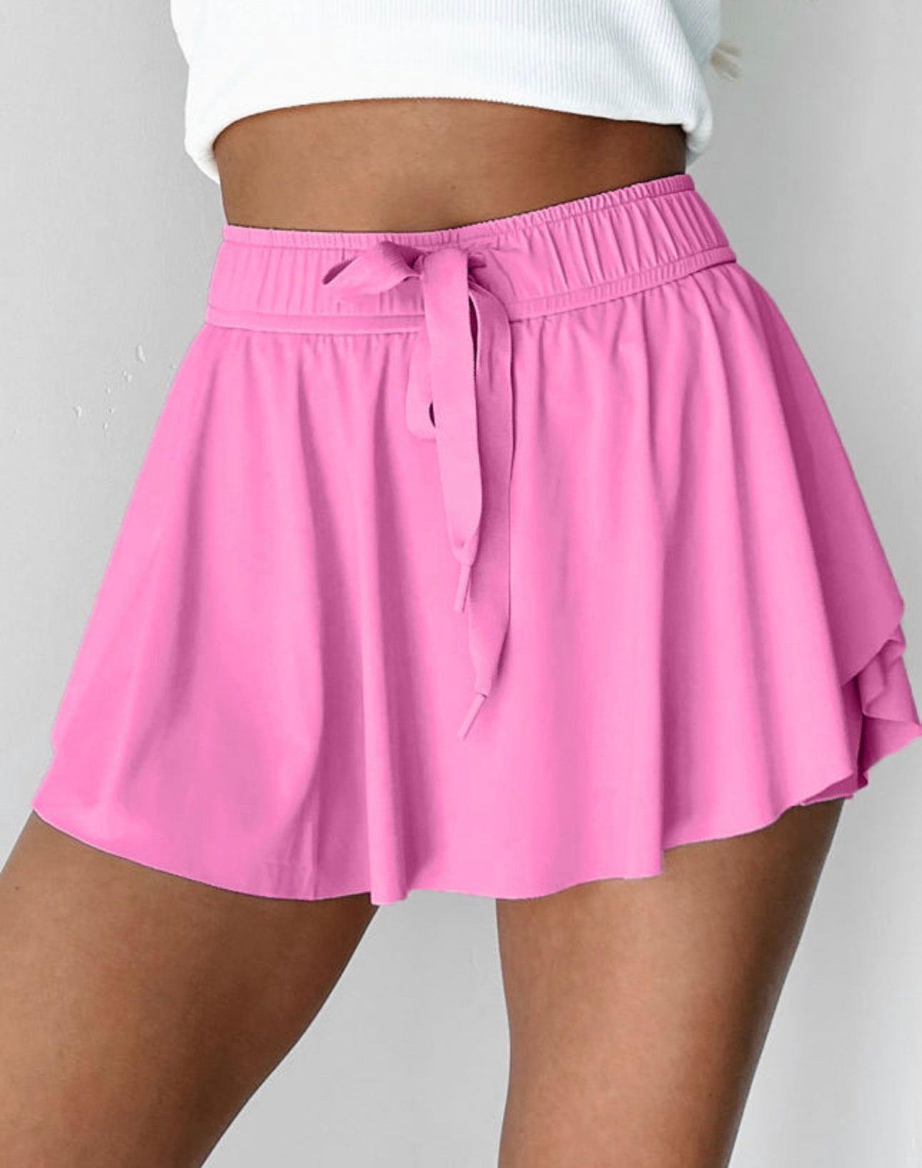 Pink Drawstring Tennis Skort