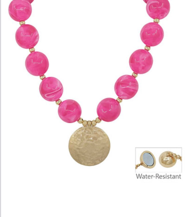 Beaded Gold Disk Necklace