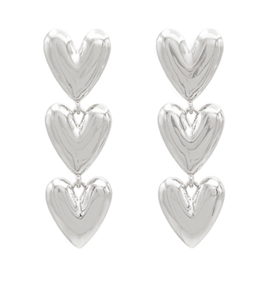 Linked Heart Dangle Earrings