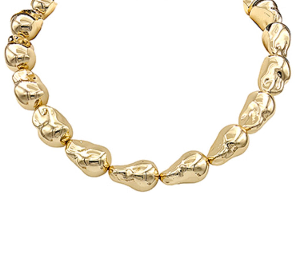 Baroque Pearl Shaped Metal Necklace