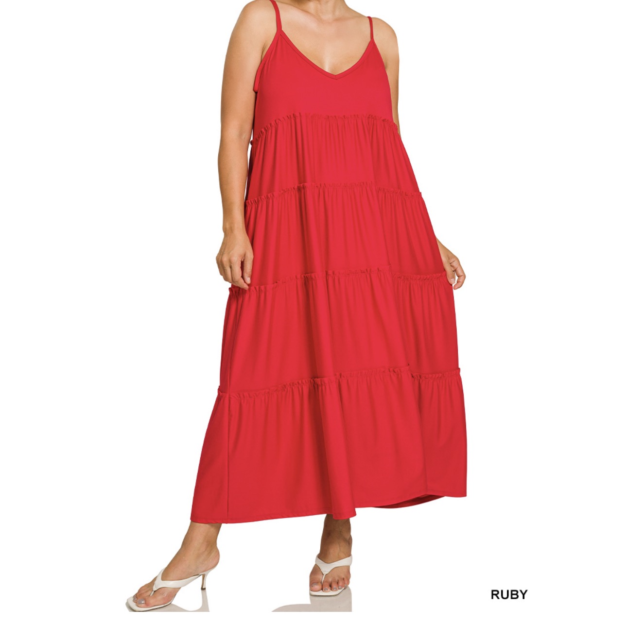 V Neck Cami Maxi Dress with Pockets