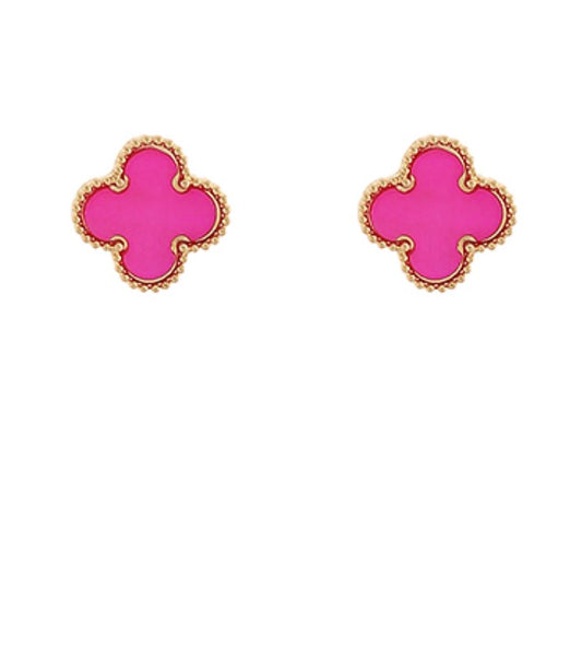 Colored Shell Clover Stud Earrings