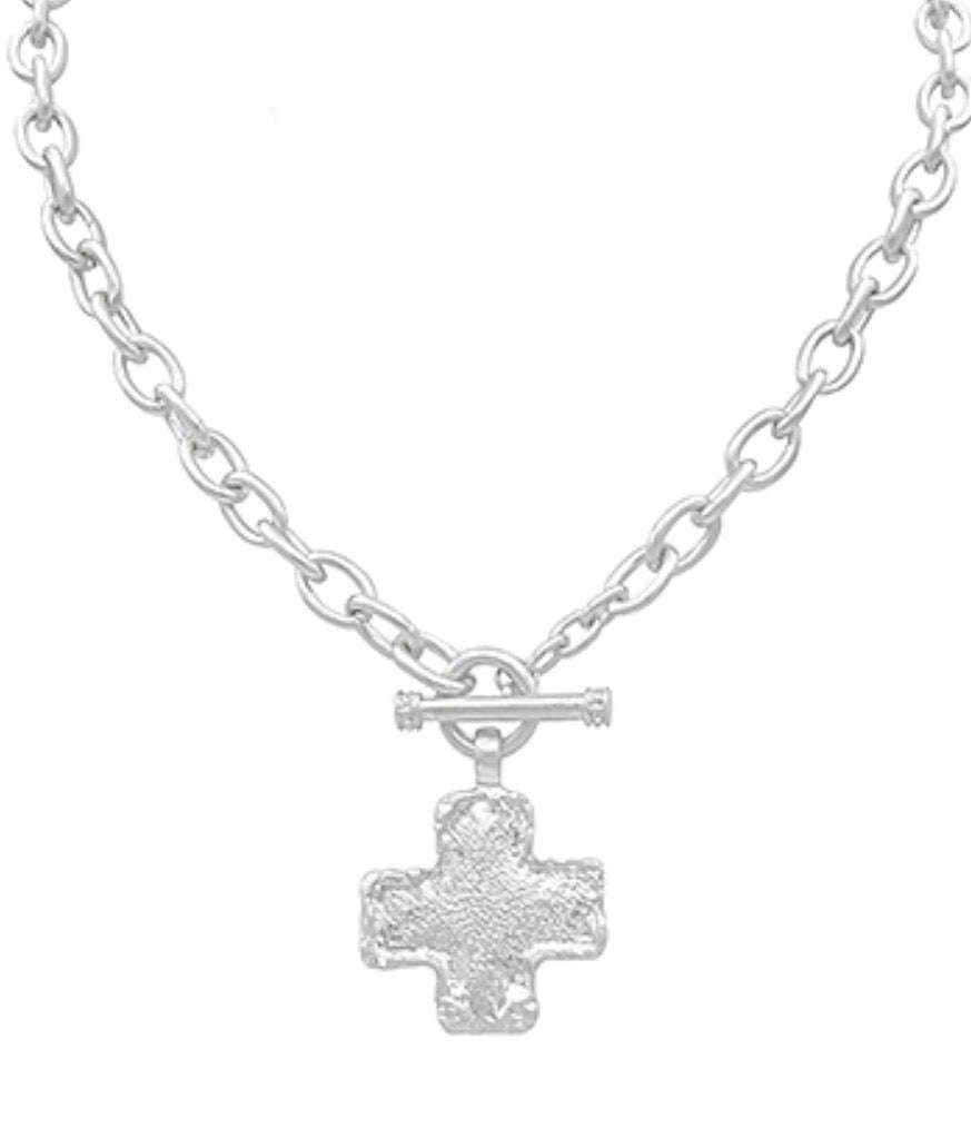 Textured Small Cross Necklace