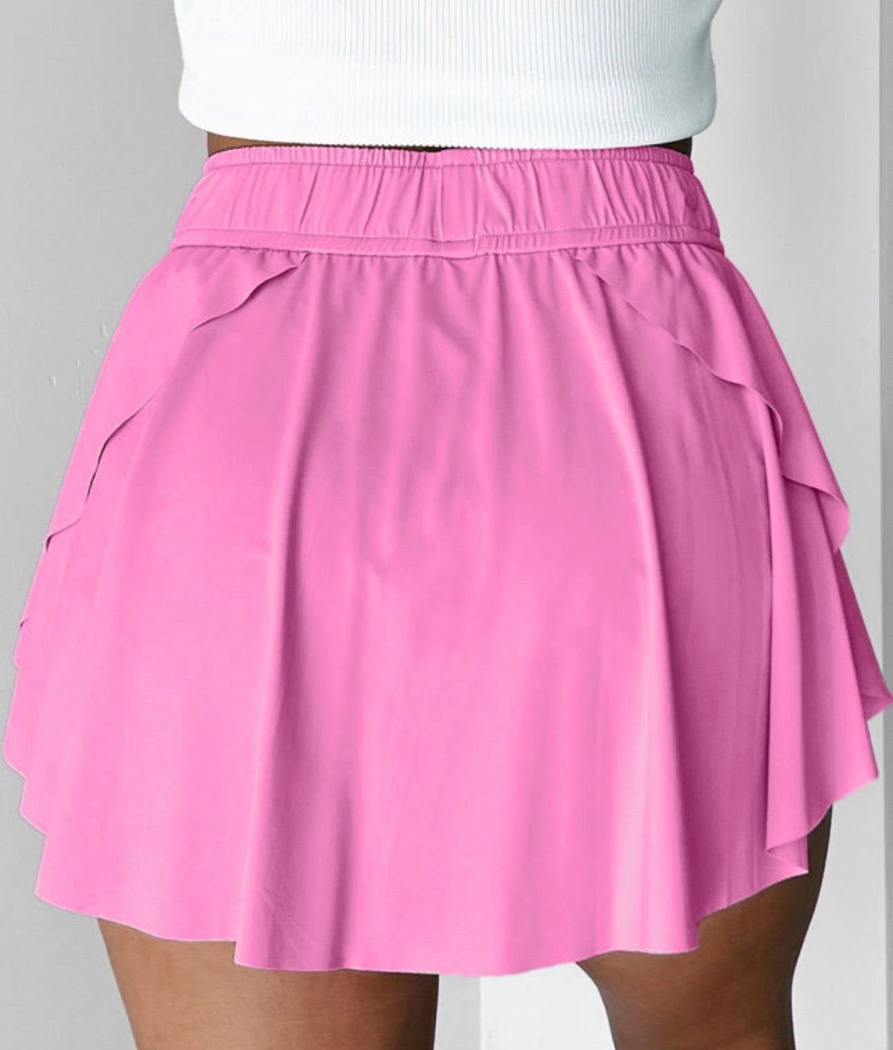 Pink Drawstring Tennis Skort