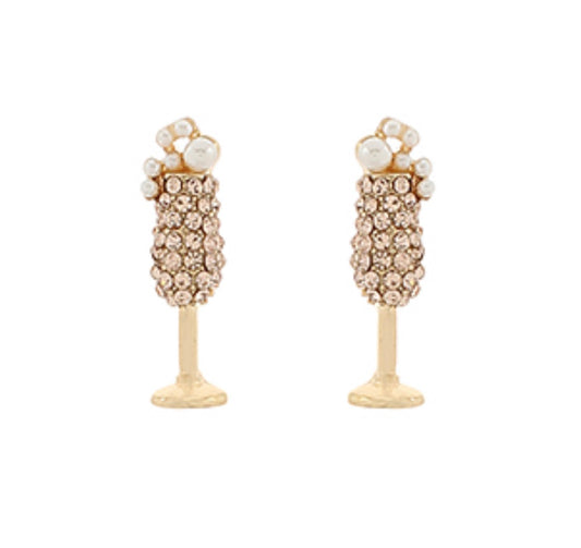 Champagne Pearl Stud Earrings