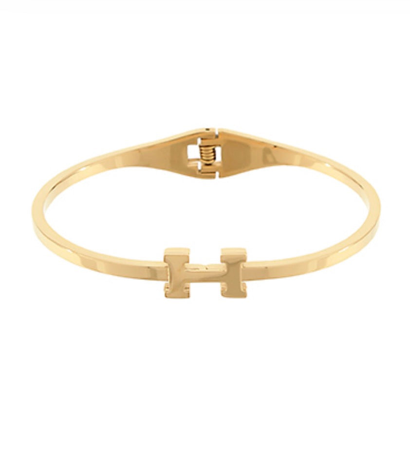 Chic Gold H Bracket Bracelet