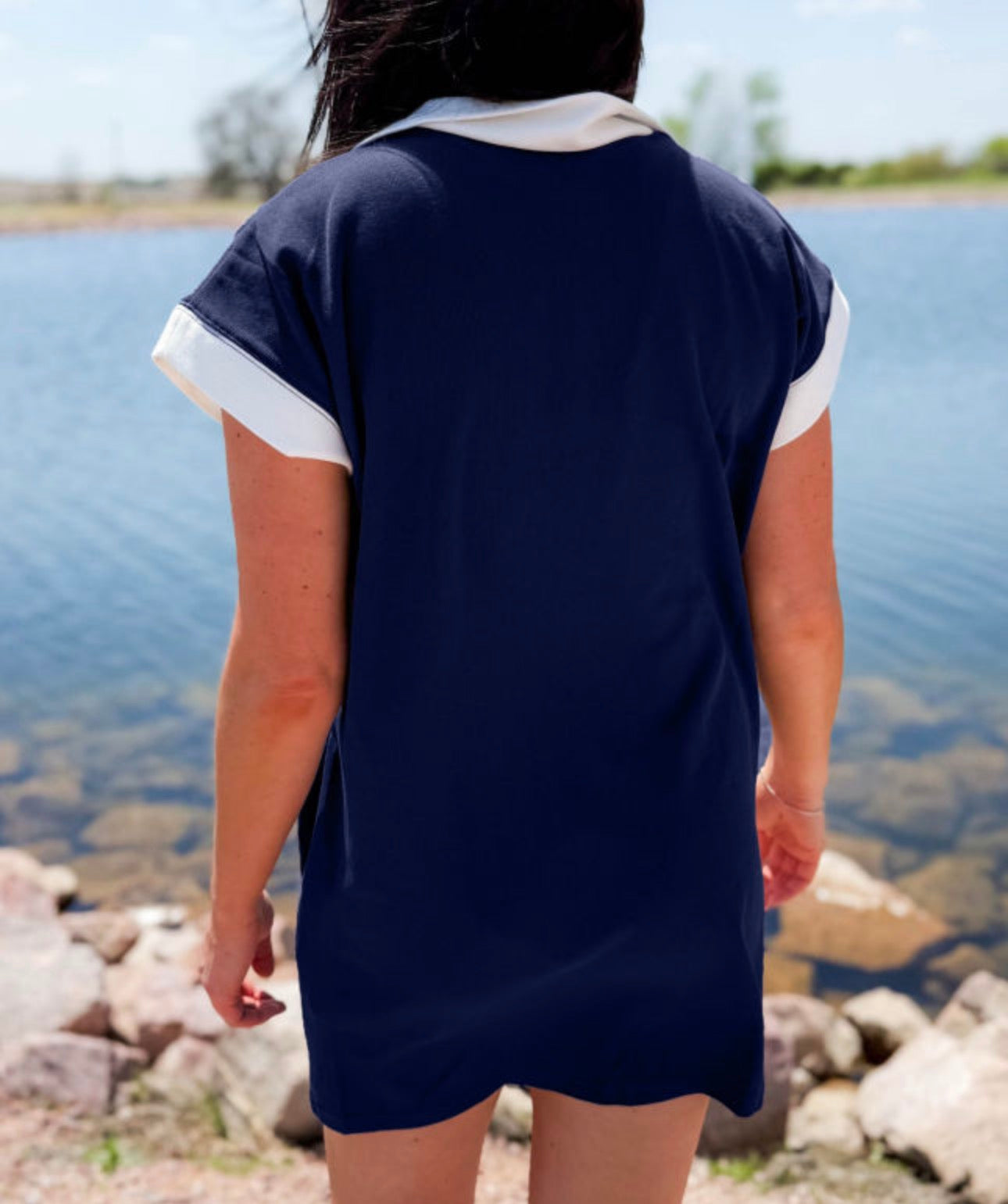 Navy Blue USA Quarter Zip Dress