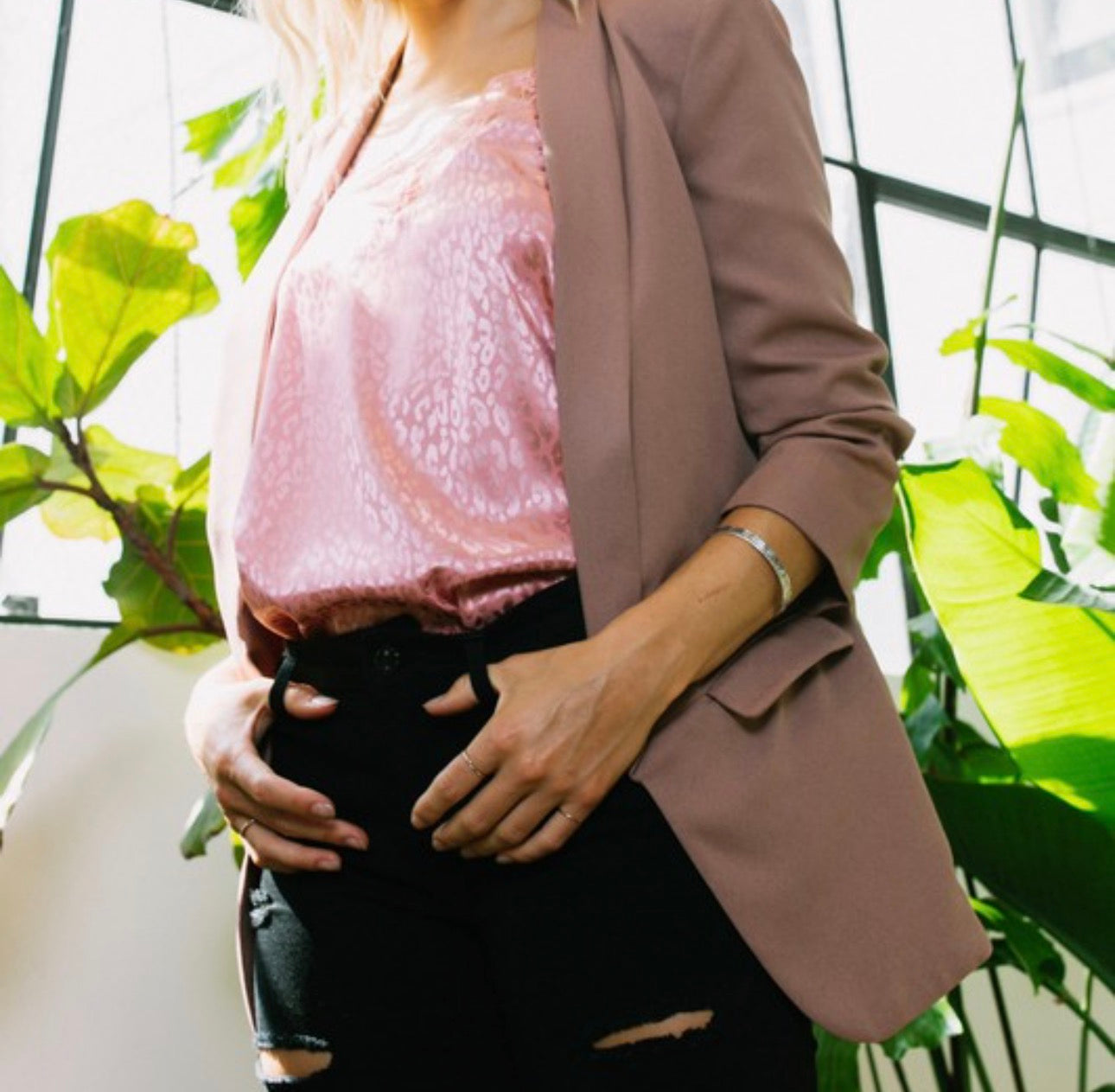 Solid Woven Collard Blazer