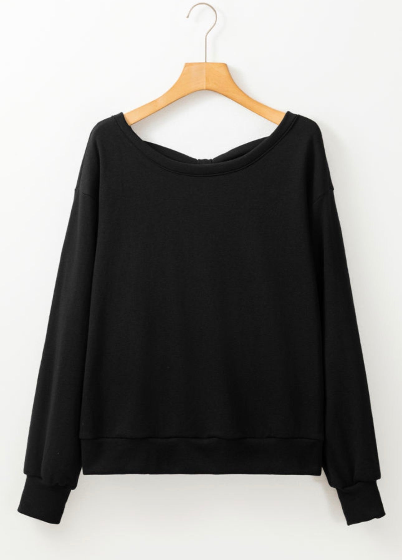 Black Bowknot Dewback Round Neck Sweatshirt