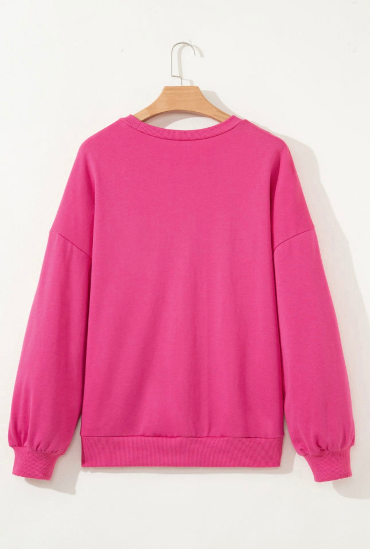 Hot Pink Lucky Clover Embroidered Oversized Sweatshirt