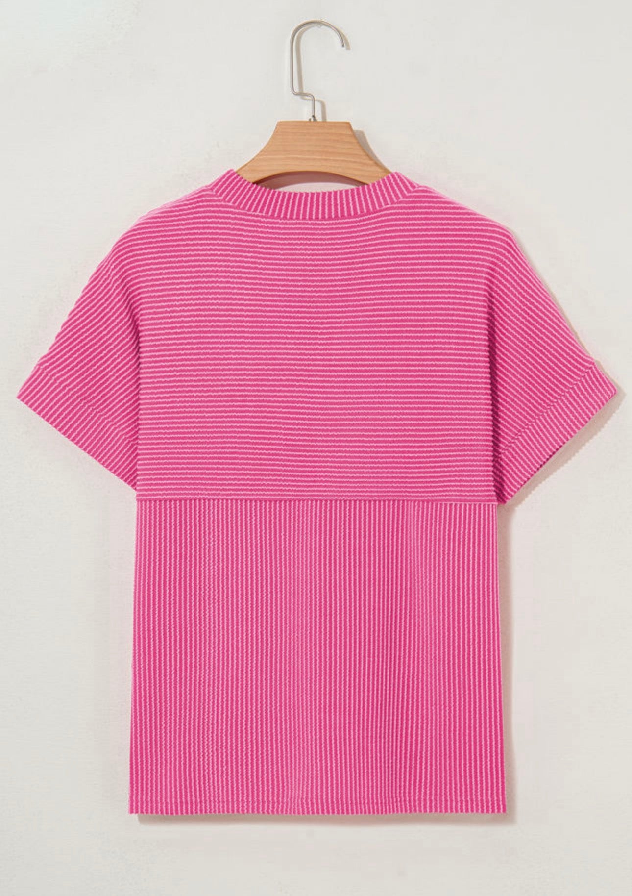 Pink Corded Knit Mock Neck Top