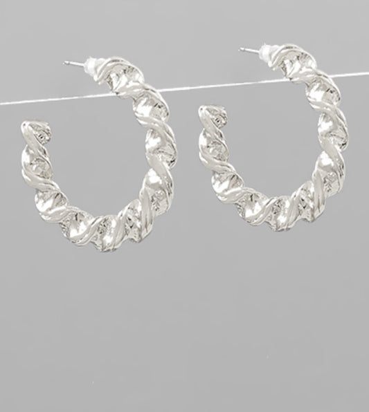 Silver Twisted Hoops