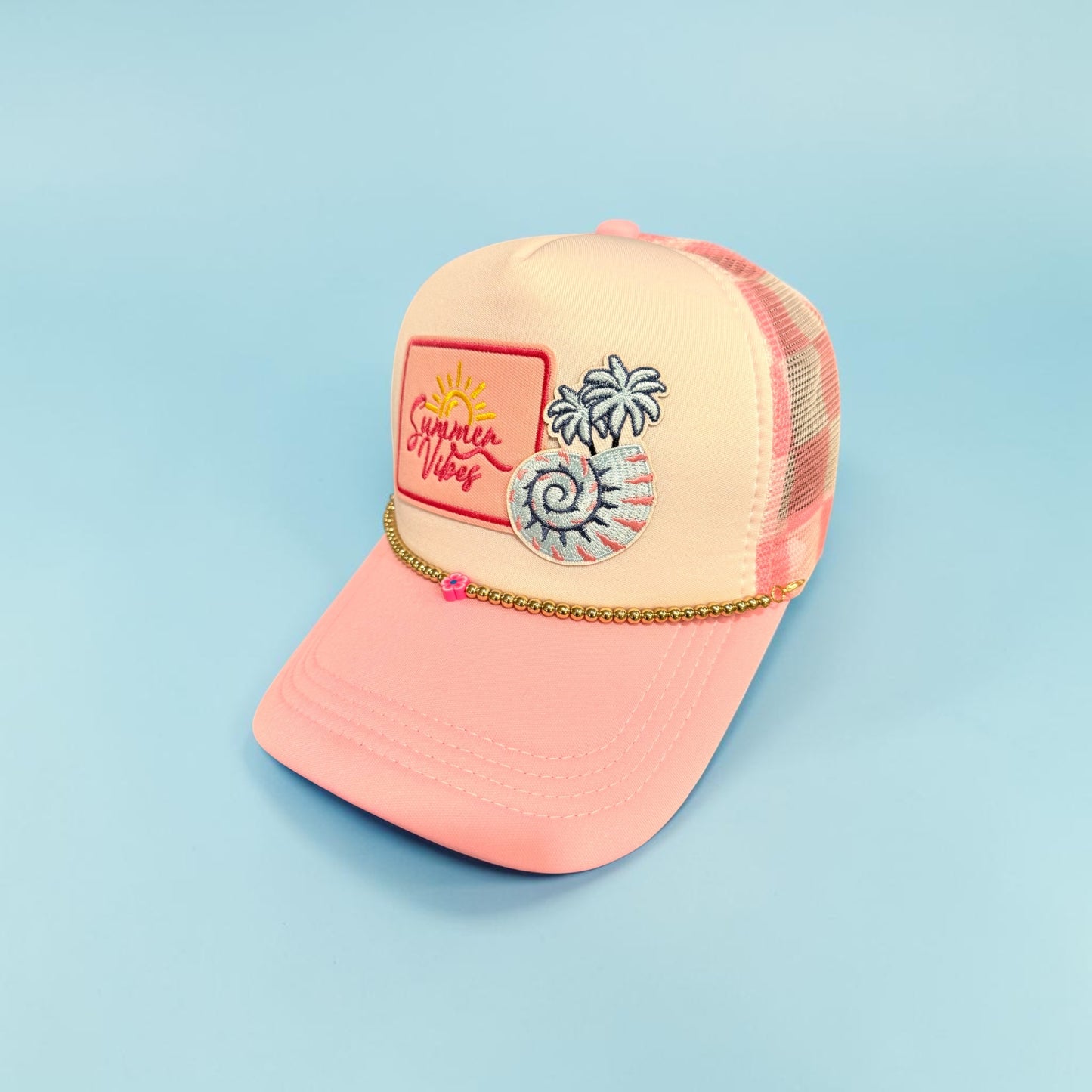 Pink Checkered Summer Vibes Trucker Hat