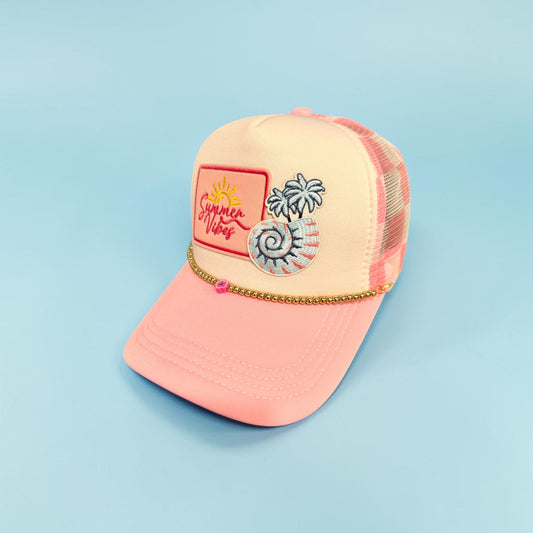 Pink Checkered Summer Vibes Trucker Hat