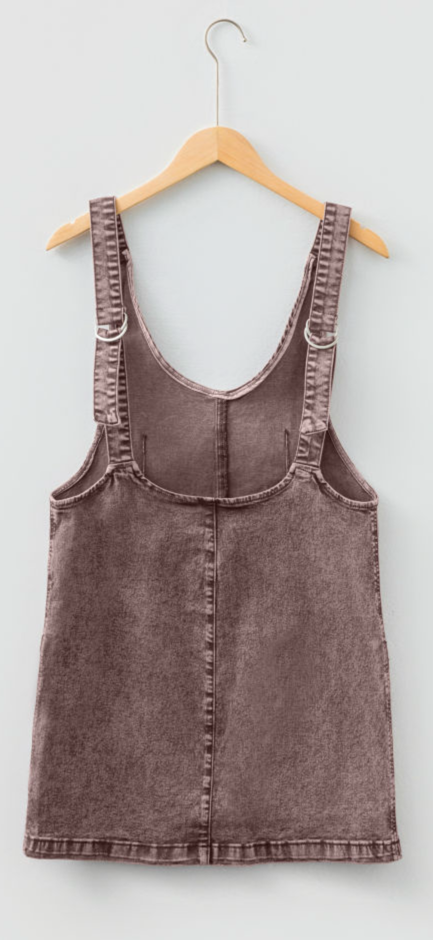 Vintage Washed Denim V Neck Suspender Mini Dress