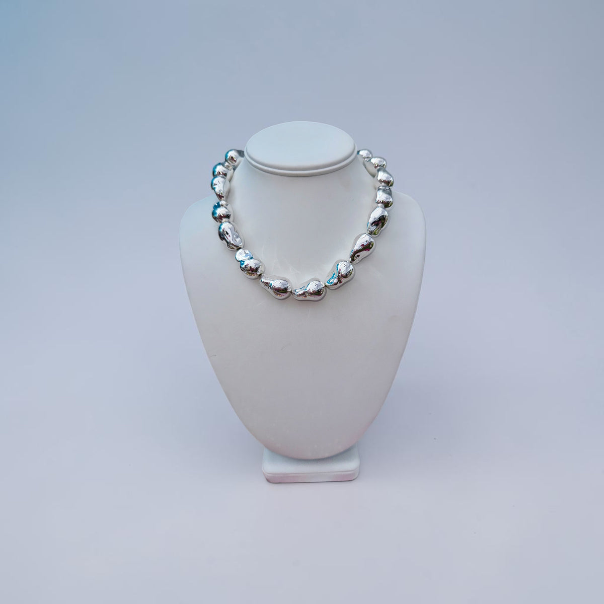 Baroque Pearl Shaped Metal Necklace