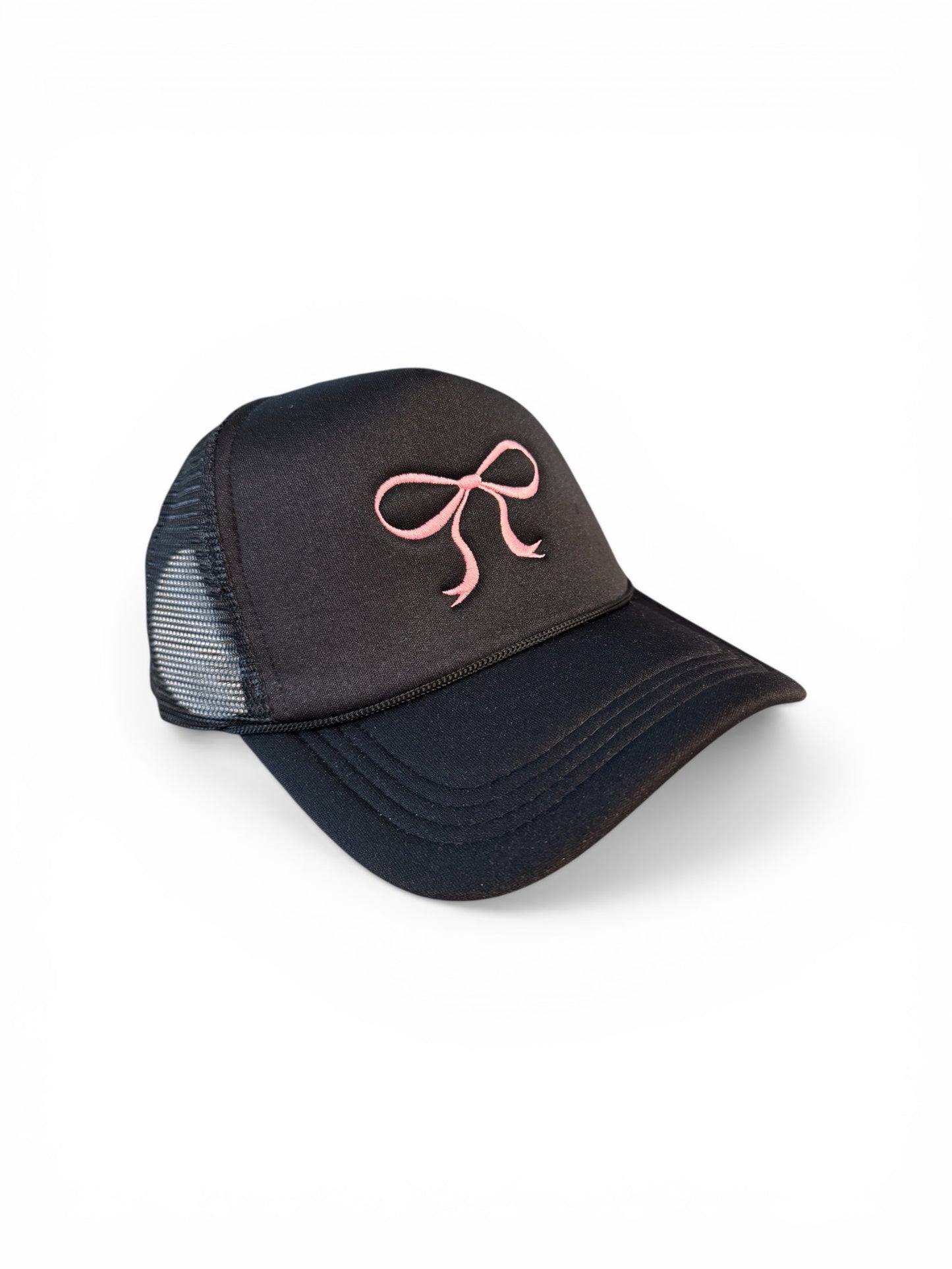 Black Hat & Pink Bow Trucker Hat