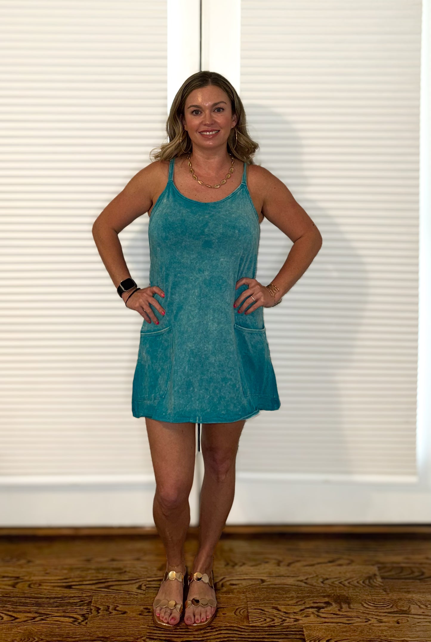 Acid Washed Dress with Built in Romper Liner