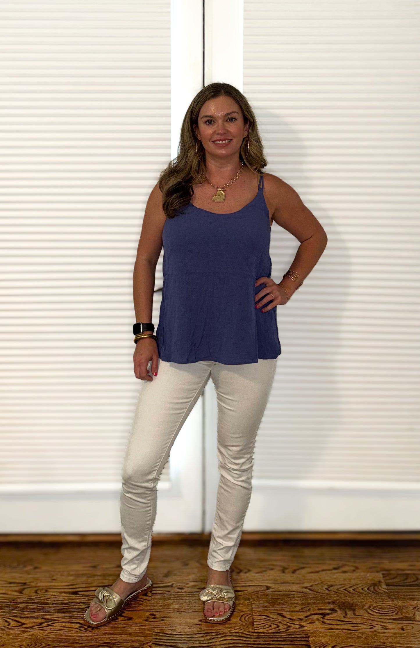 Double Spaghetti Strap V Neck Cami Tank