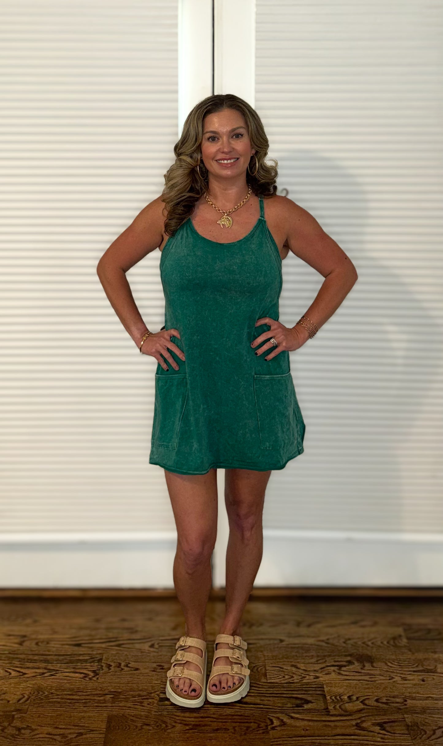 Acid Washed Dress with Built in Romper Liner
