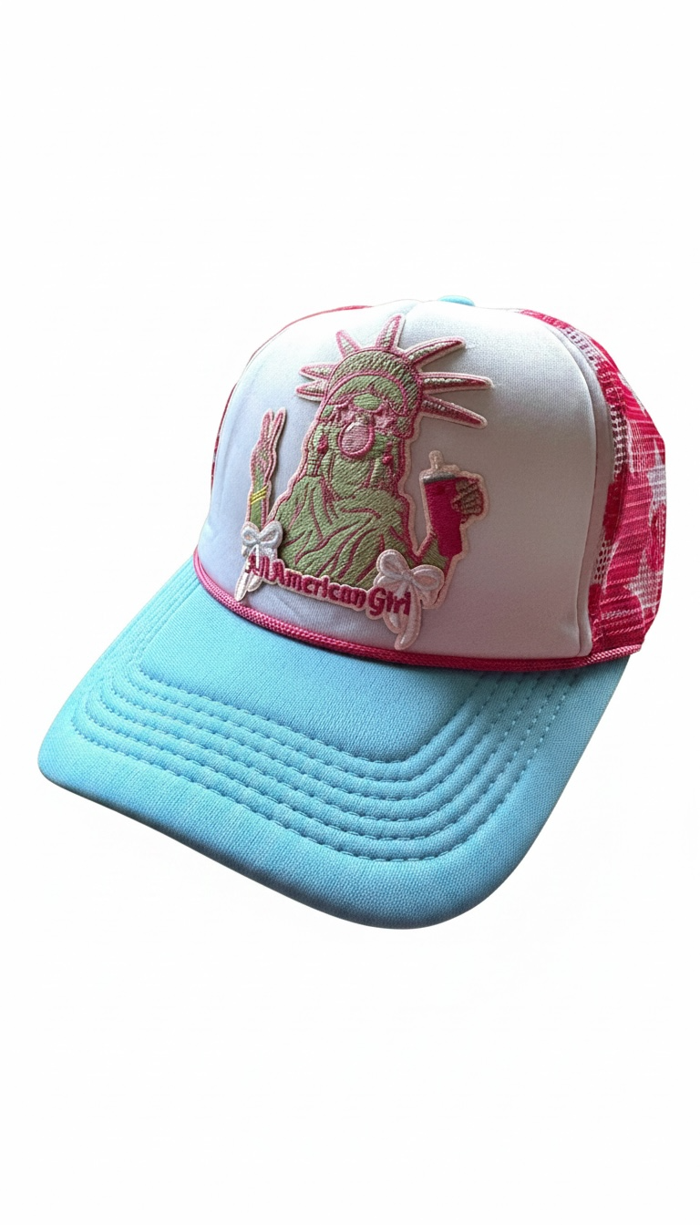 Hot Pink, White, & Blue Lady Liberty Trucker Hat