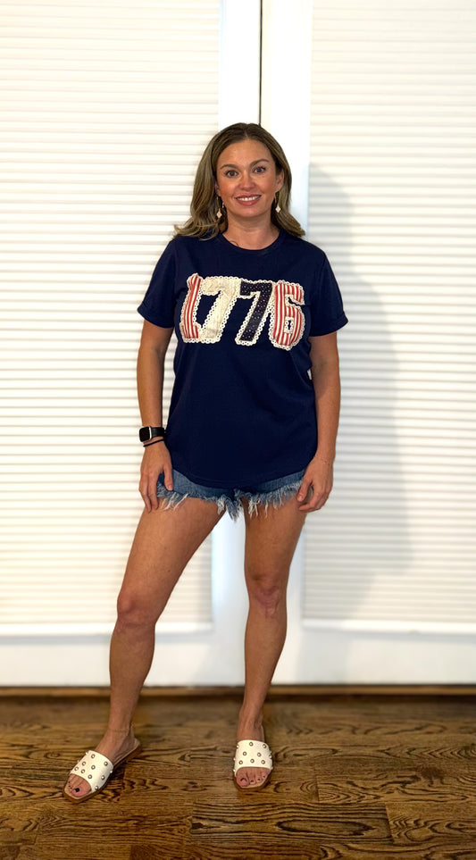 Blue ‘1776’ Patchwork Tee