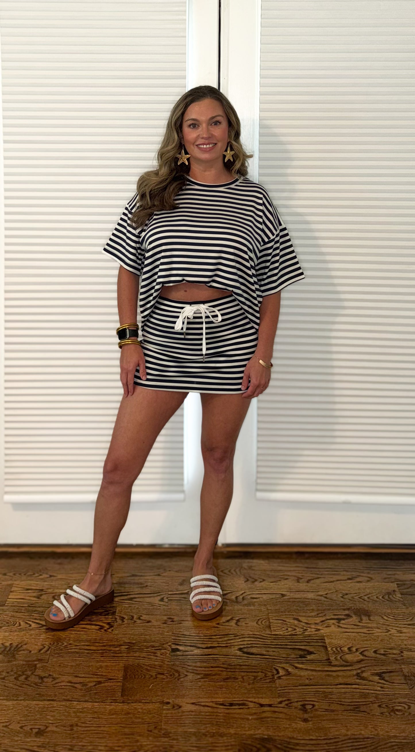 Striped Matching Skort Set -                    le lis collection