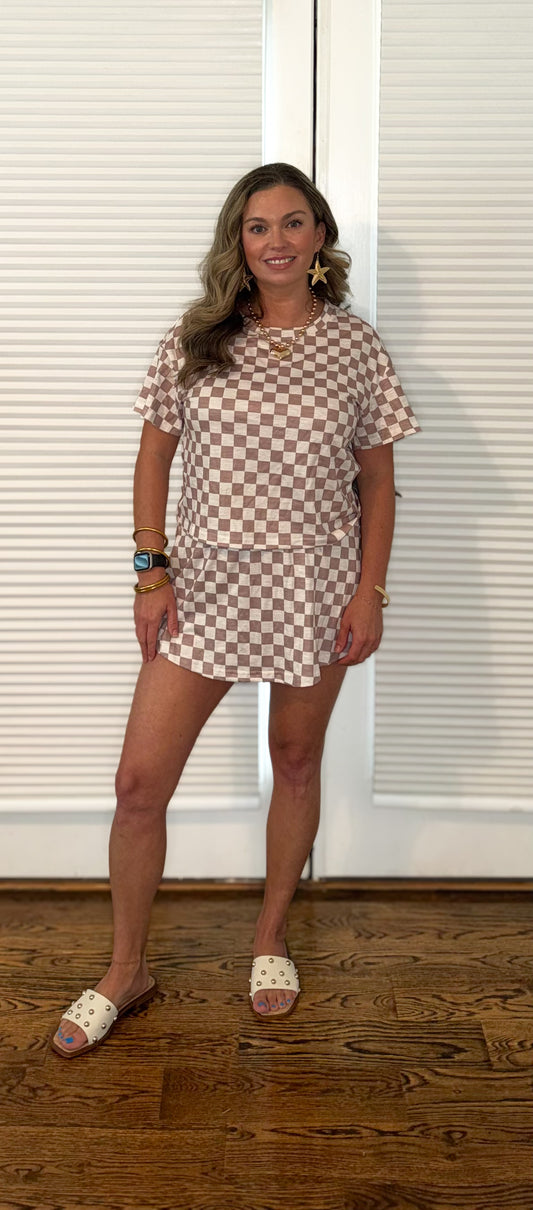 Checkerboard Matching Skort Set