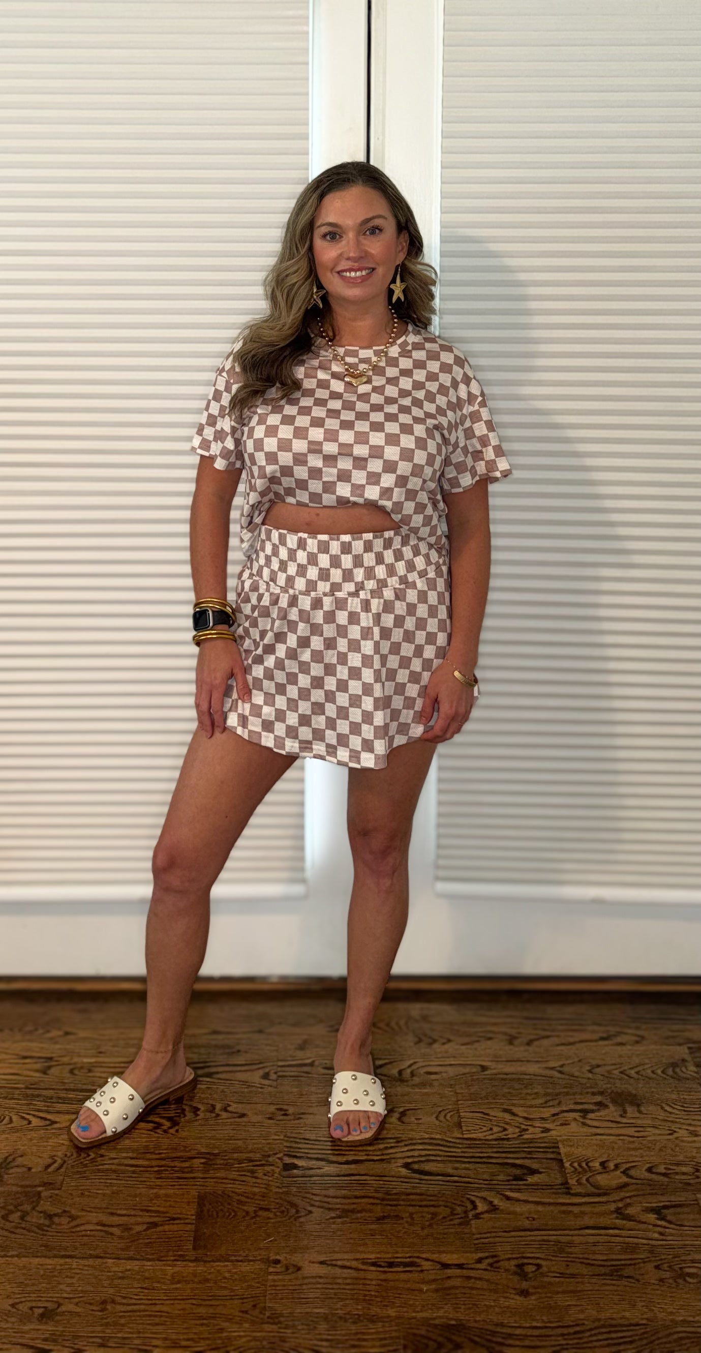 Checkerboard Matching Skort Set