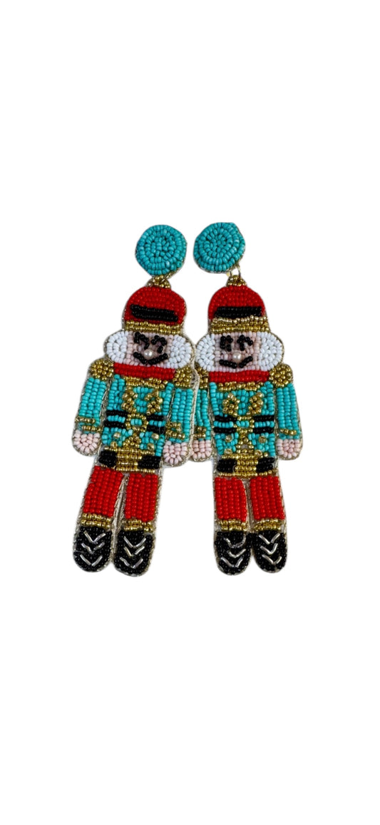 Turquoise Beaded Nutcracker Earrings