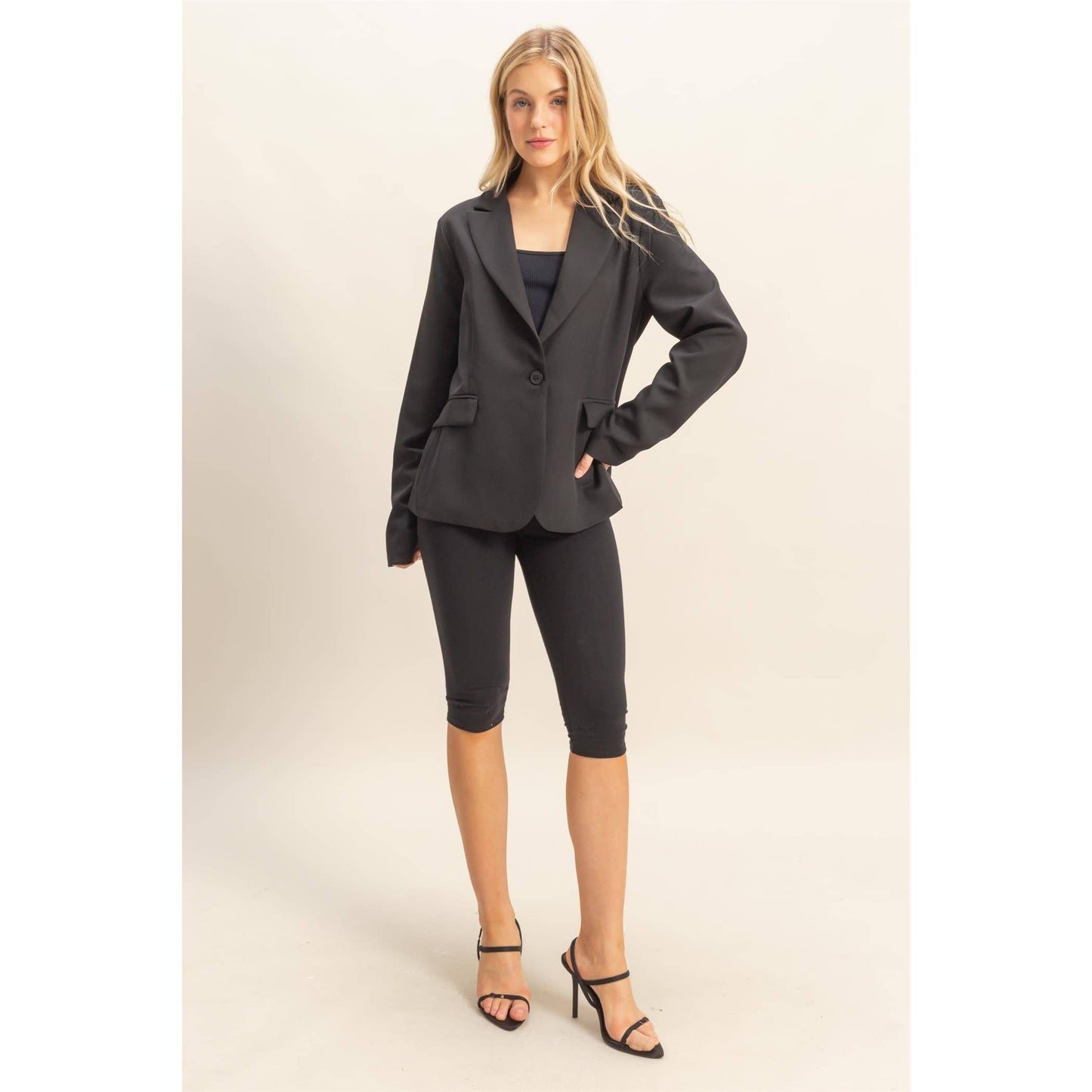 Black Single Button Blazer