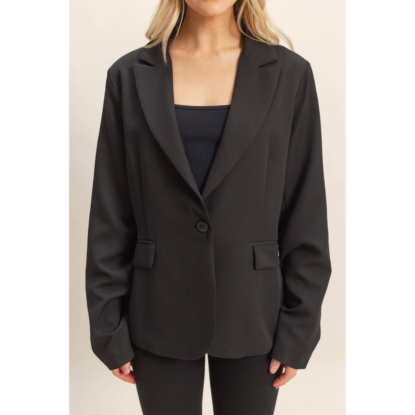Black Single Button Blazer