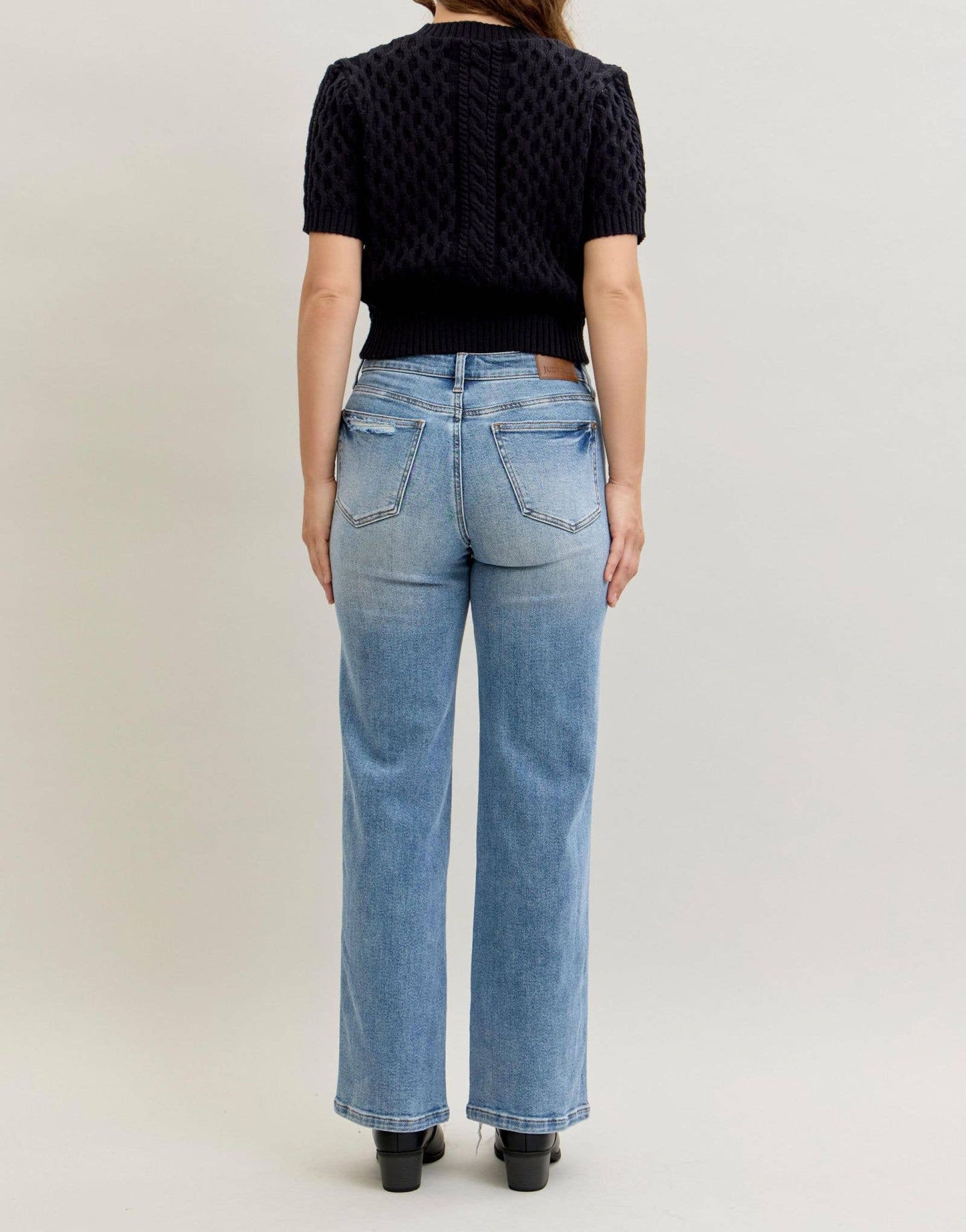 Judy Blue Mid Rise 90's Straight Rigid Magic Destroy - The Brandy